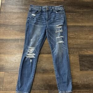 American Eagle High Rise Jeggings Super Stretch 16 Regular Distressed